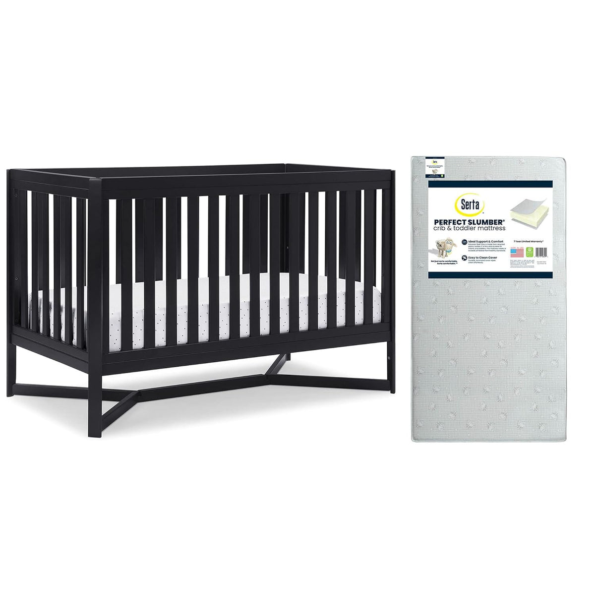4-in-1 Convertible Crib and Dual Sided Crib & Toddler Mattress W494103