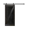 36 in. x 84 in. Charcoal Black Knotty Pine Wood Interior Sliding Barn Door Y6118