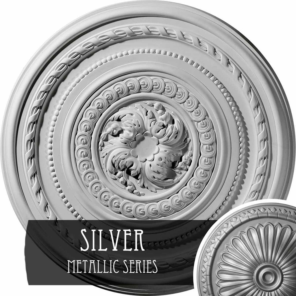 Hand-Painted Silver Ceiling Medallion E444