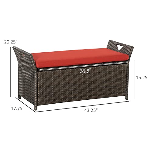 29 Gallon Wicker Storage Bench with Cushion S7873