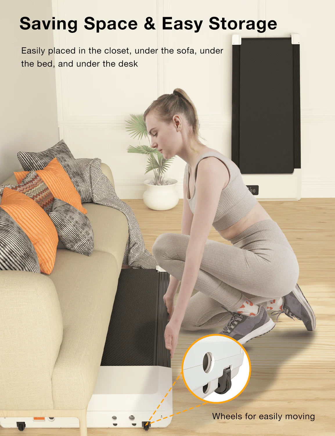 2 in 1 Under Desk Treadmill with Remote Control and LED Display X80925