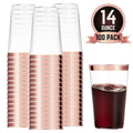 100 Rose Gold Rimmed 14 Oz Plastic Cups S42185