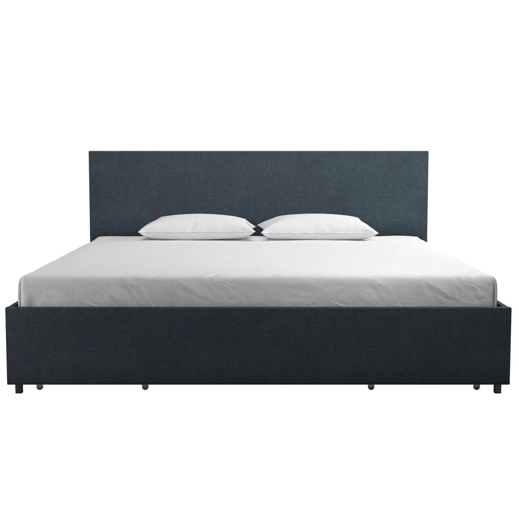 Dark Grey Linen Upholstered Storage Bed Frame H73850