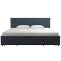 Dark Grey Linen Upholstered Storage Bed Frame H73850