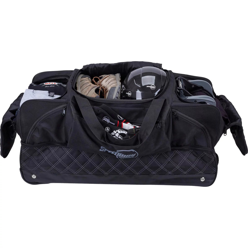 Large Multi-Compartment Nylon Travel Gear Bag with Wheels R44061