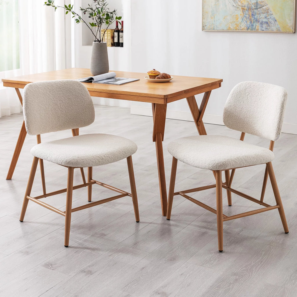 Teddy Upholstered Dining Chairs Set of 2 with Metal Legs D746