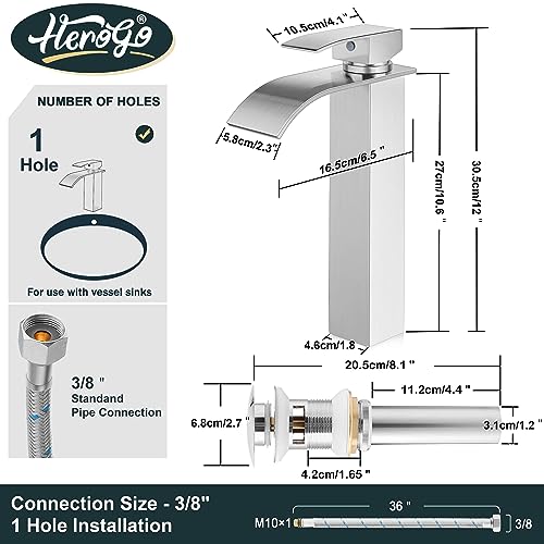 Brushed Nickel Stainless Steel Waterfall Single Handle Vessel Sink Faucet Y142214
