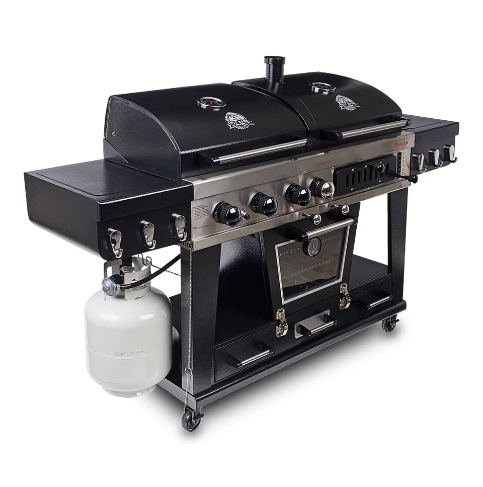 Gas and Charcoal Combo Grill with Electric Smoker F44844