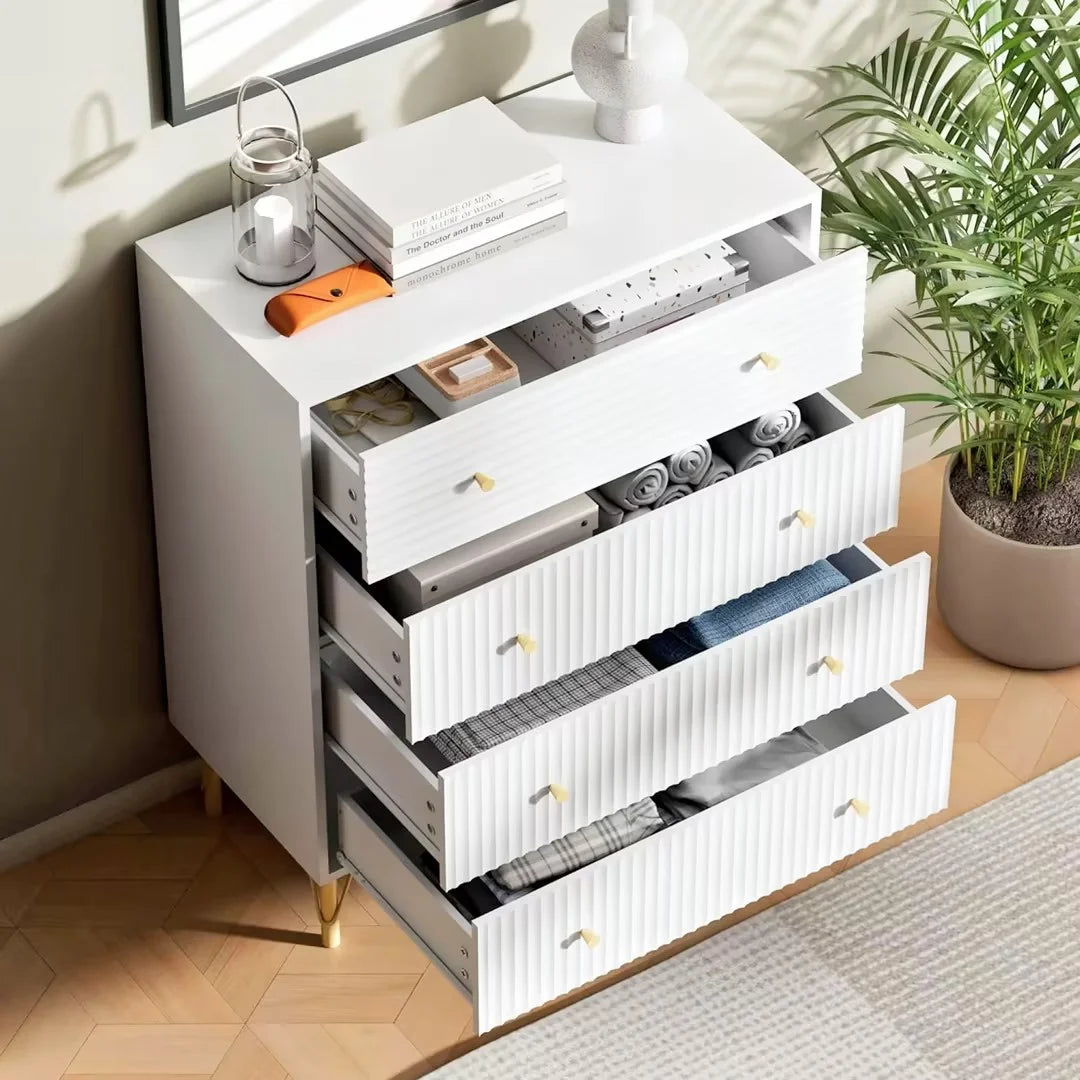 White 4 Drawer Dresser Set of 2 L316