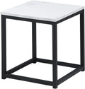 White Square Side Table with Marble Metal Frame E333243