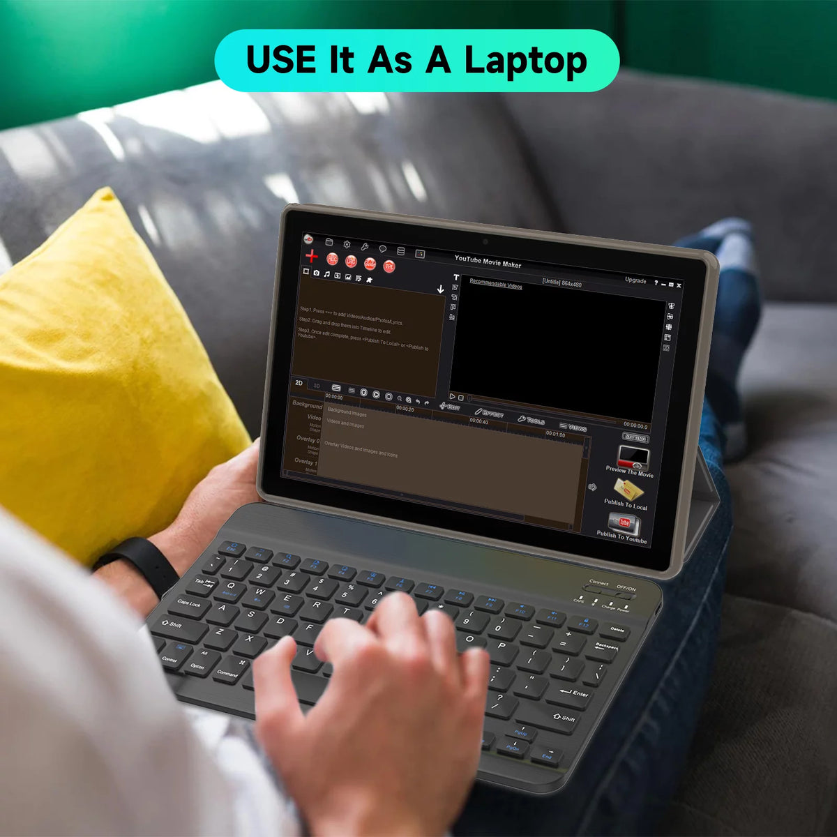 10 inch Android Tablet with Keyboard Case O7338