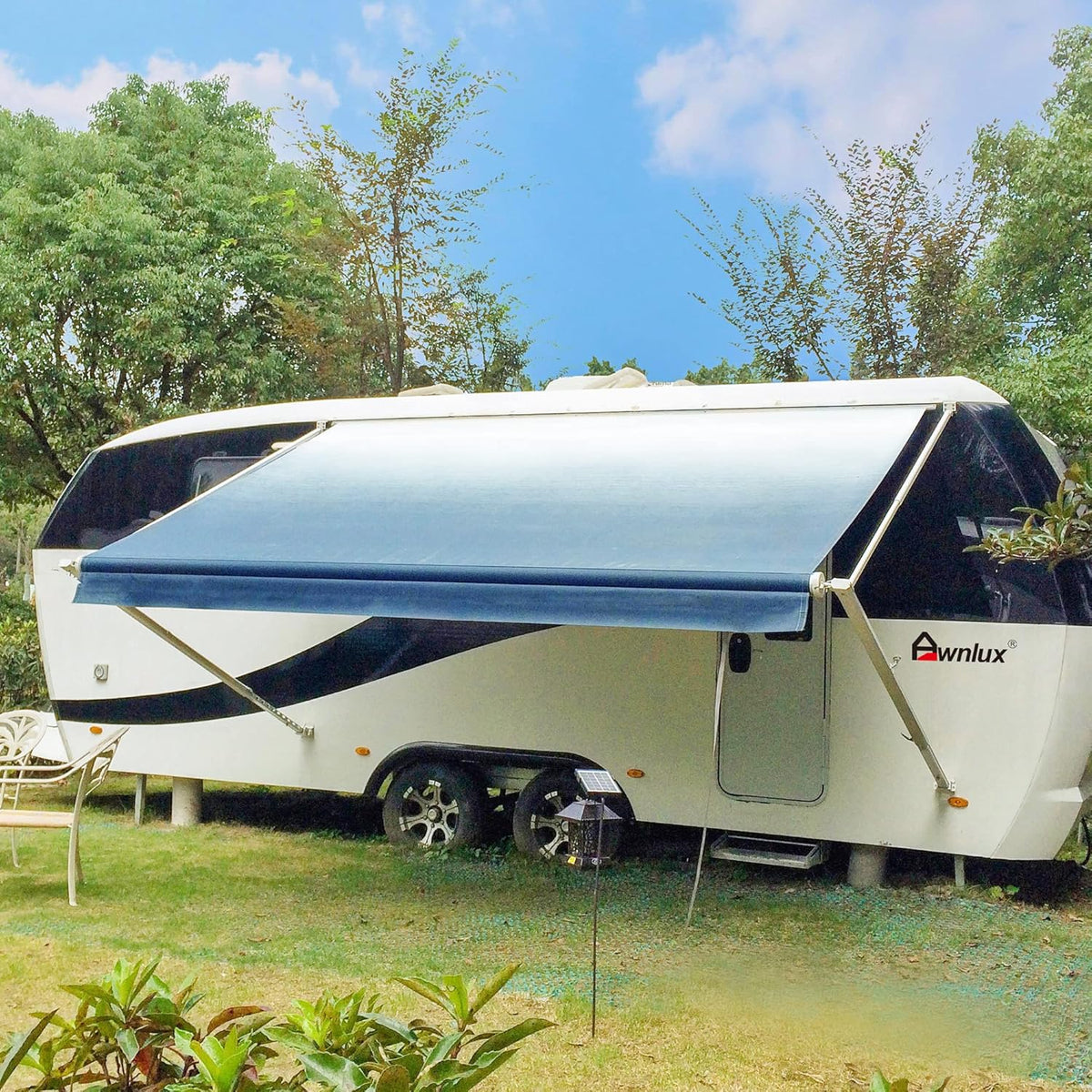 White Manual Retractable RV Awning 20x8 Ft C270