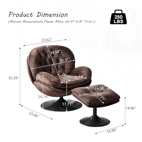 Velvet Swivel Accent Chair with Ottoman Set C333869