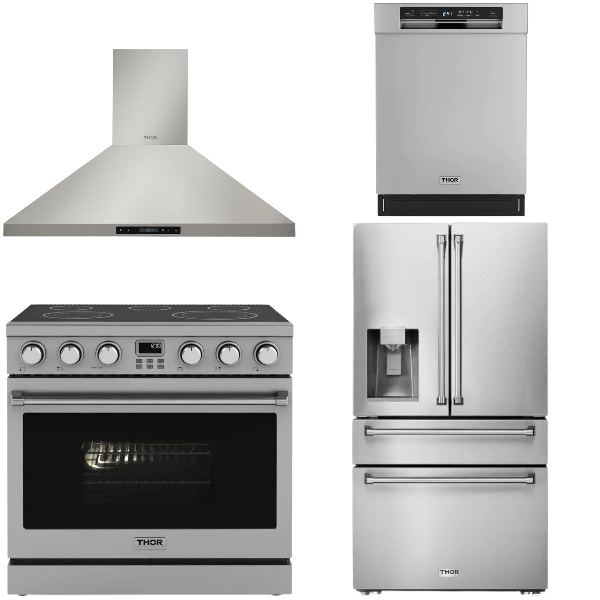 36 Electric Range, Range Hood, Refrigerator and Dishwasher Z635983