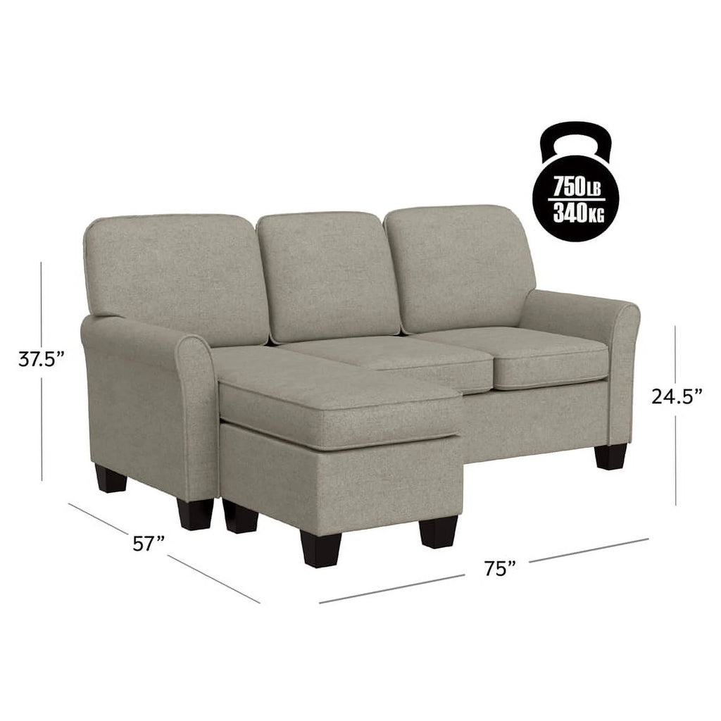 Reversible Sectional Chaise Greige Brown Fabric Q53179
