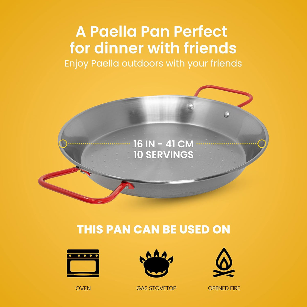 16 Inch Carbon Steel Paella Pan Set with Burner Q42020