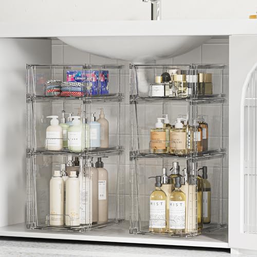 3 Pack Clear Stackable Plastic Storage Drawers D52104