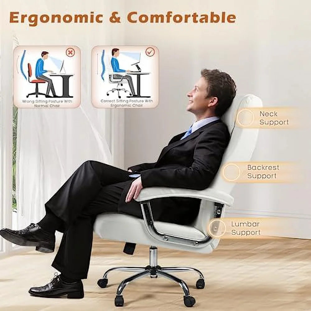 Big and Tall 350lbs Leather Office Chair with Armrest Z2281