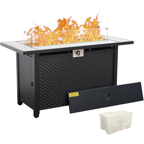 30 Inch Round Steel Gas Fire Pit Table 50000 BTU with Cover F58080
