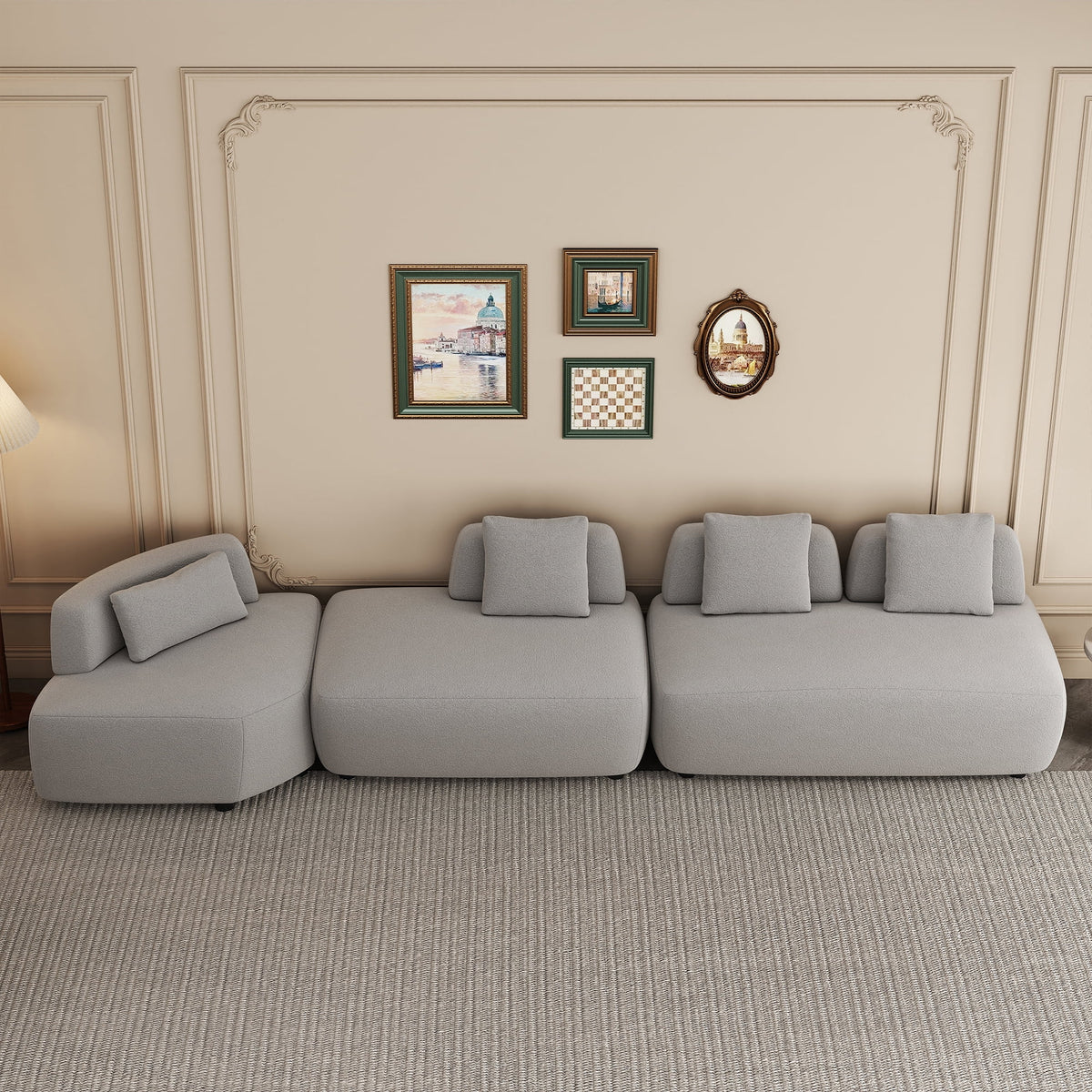 92.51" 3-Piece Grey Sectional Sofa with Removable Pillows H170