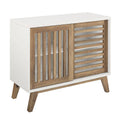 36x22 Two Shelf Laminate and Metal Accent Cabinet White with Rustic Oak B35667