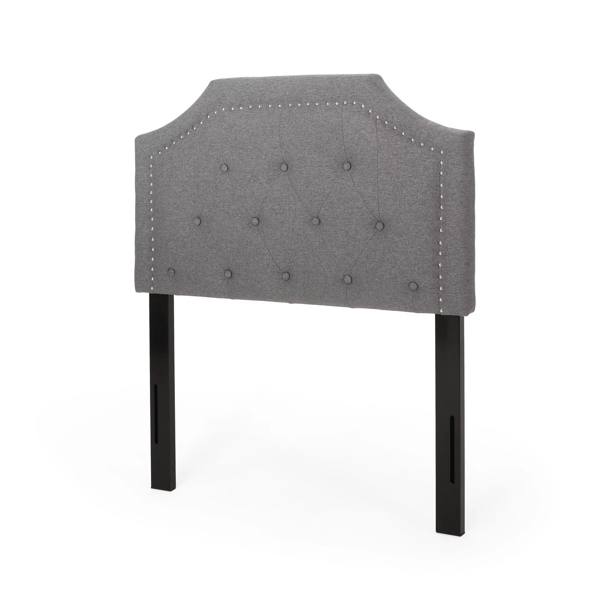 Charcoal Gray and Black Upholstered Twin Headboard Q2571