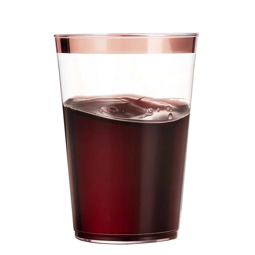 100 Rose Gold Rimmed 14 Oz Plastic Cups S42185