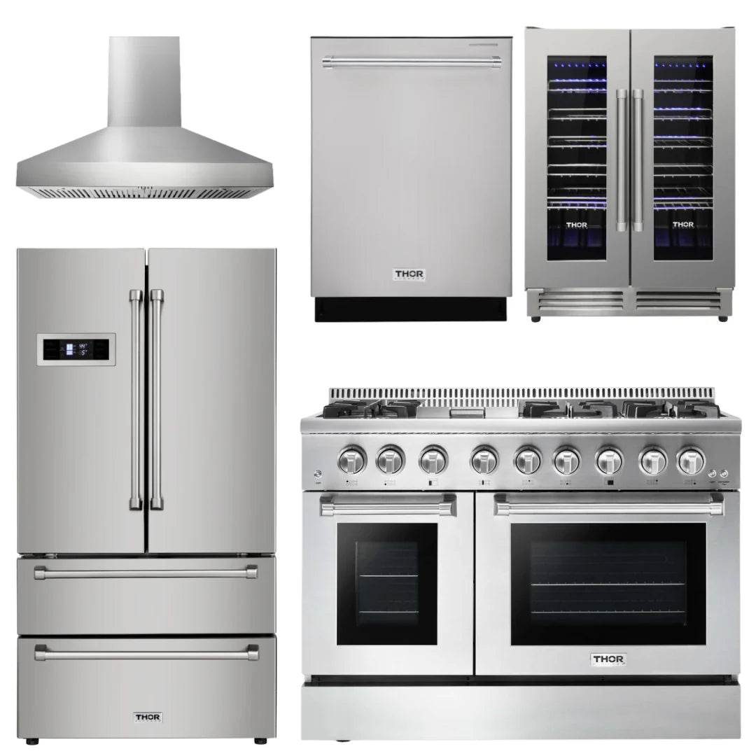 48 Dual Fuel Range, Range Hood, Refrigerator, Dishwasher, Wine Cooler P572938