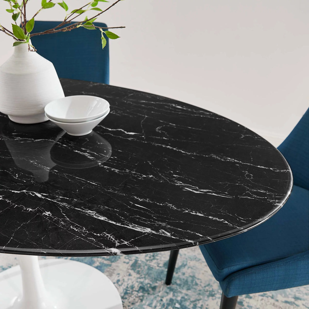 60" Oval Artificial Marble Dining Table J500865