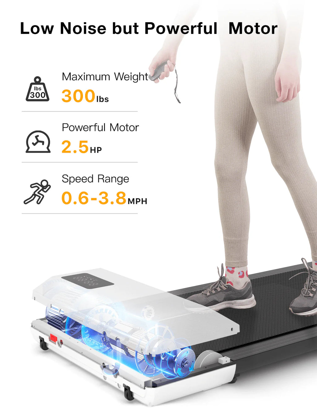 2 in 1 Under Desk Treadmill with Remote Control and LED Display X80925
