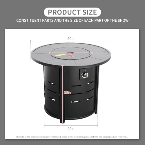 30 Inch Round Steel Gas Fire Pit Table 50000 BTU with Cover F58080