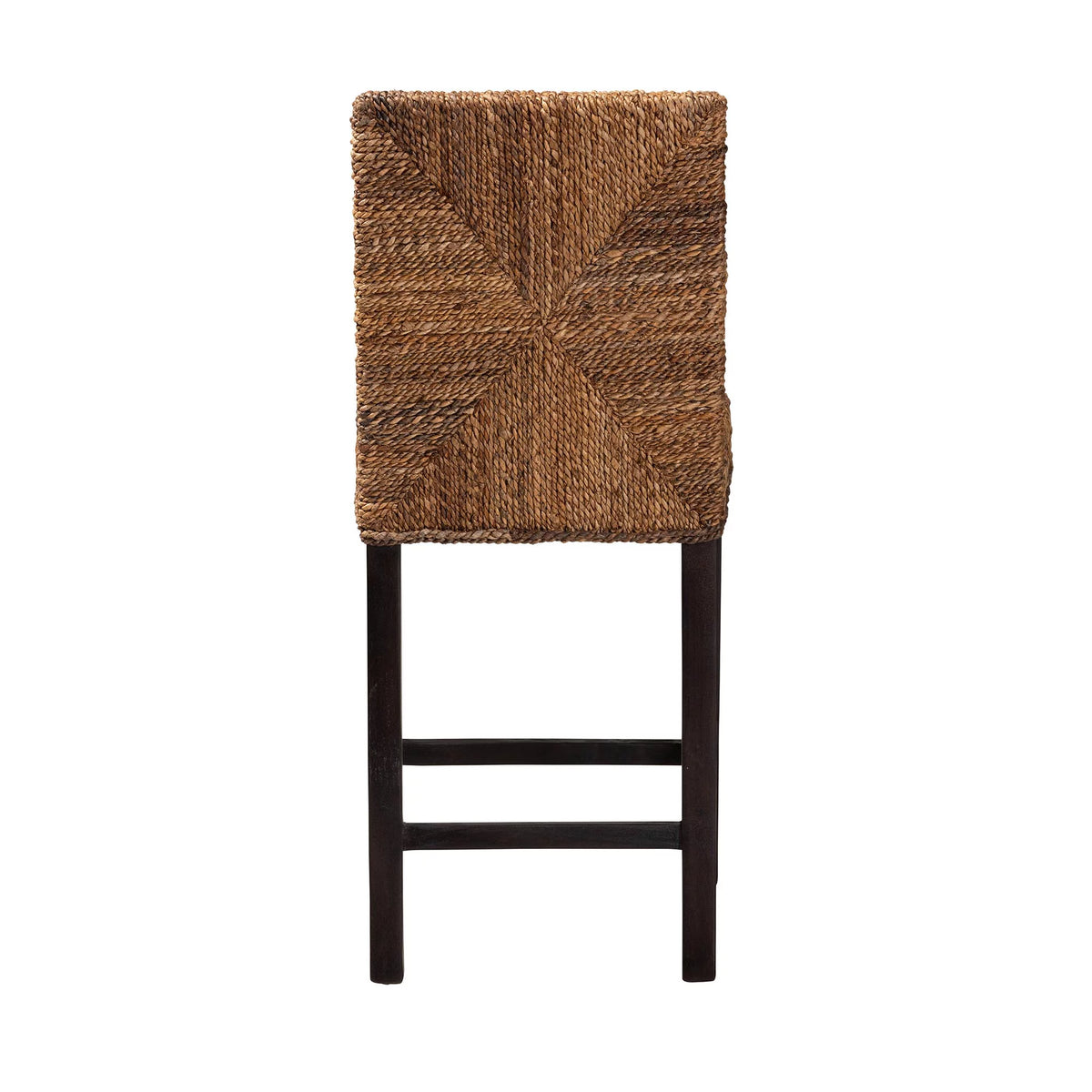 Dark Brown Mahogany Wood and Seagrass Counter Stool Q6697