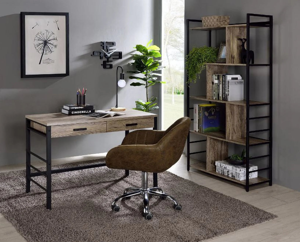 Light Weathered Oak Black Writing Desk B976