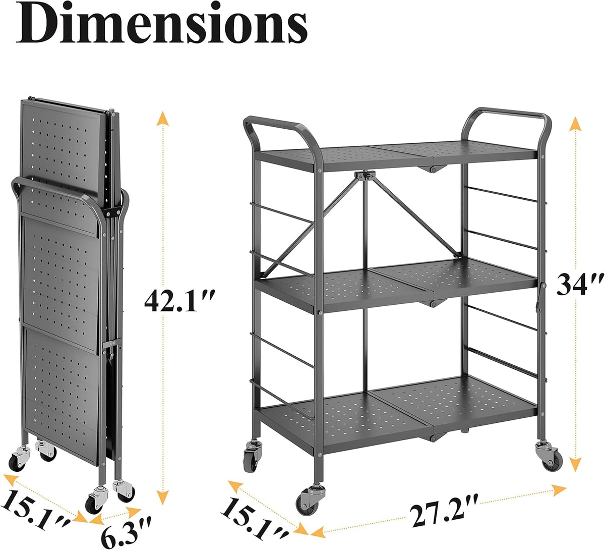3 Tier Rolling Utility Cart with Wheels J74250