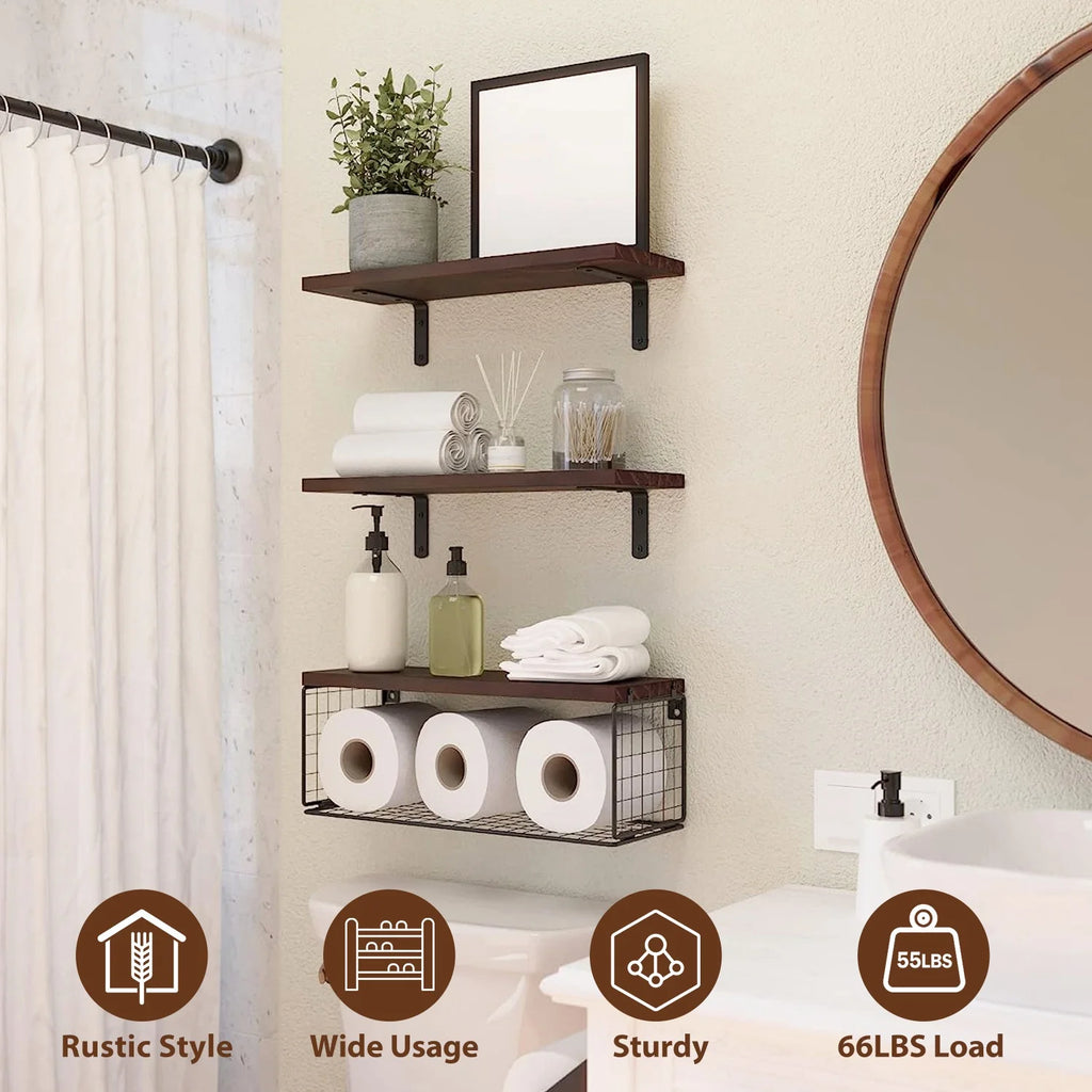 Wall Mount Storage Shelves with Basket E433