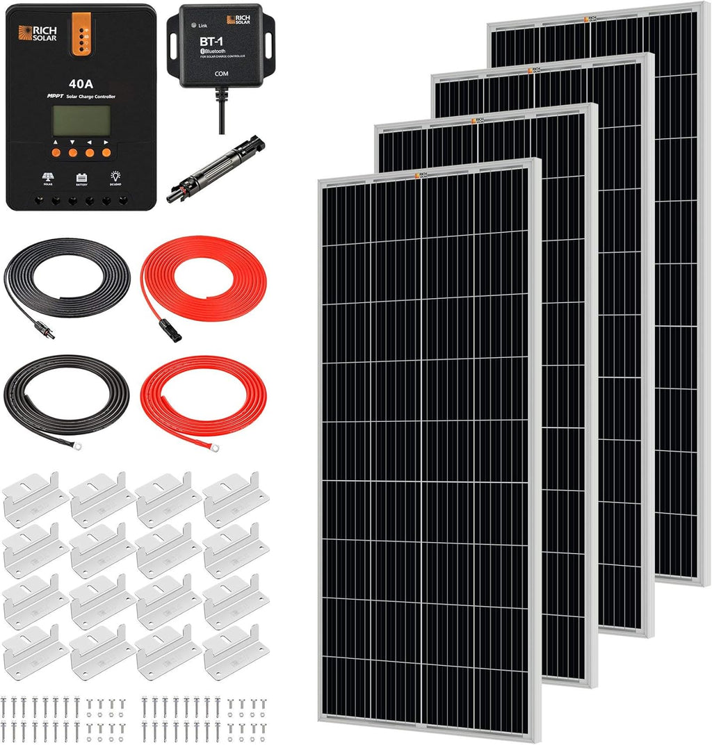 400 Watt 12 Volt 2 Pcs 200W Solar Panel Charge Controller Mounting Brackets Kit M8186