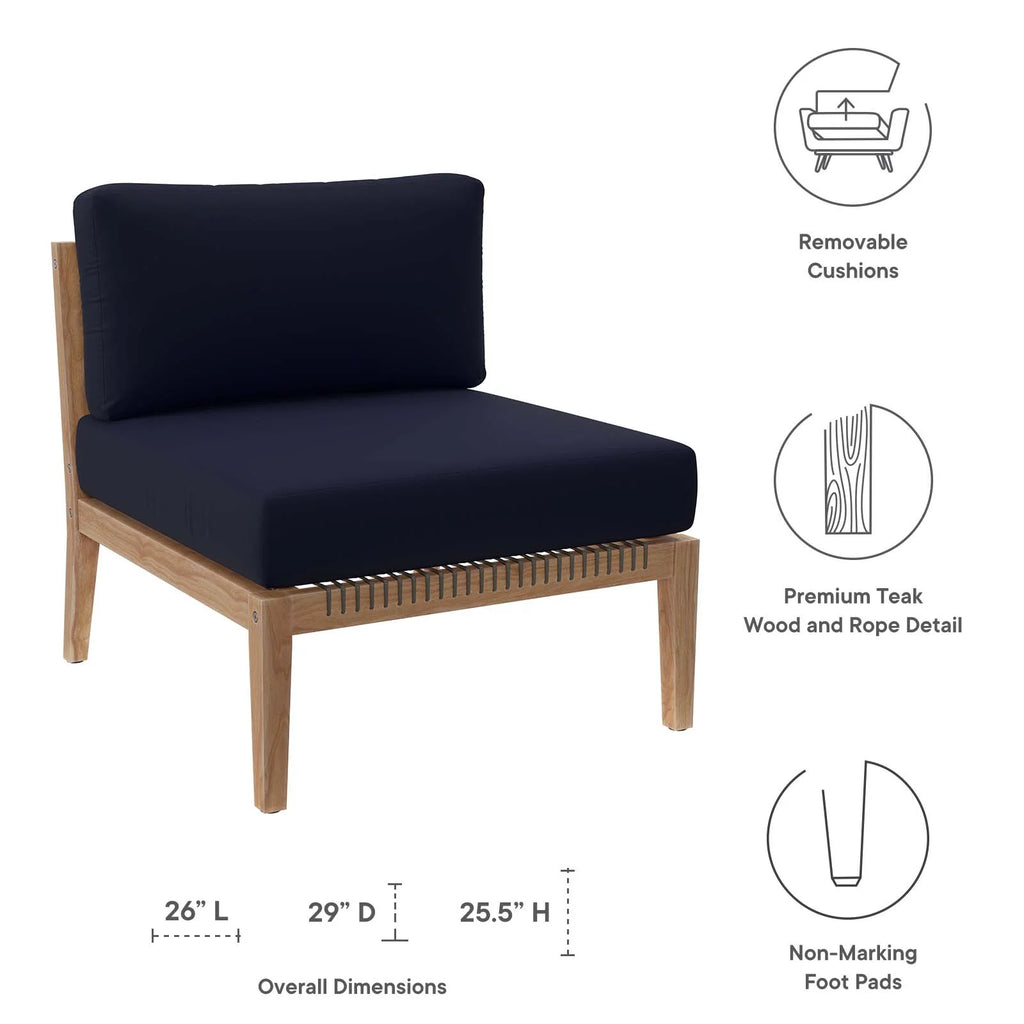 Gray Navy Teak Wood Outdoor Chair T1908