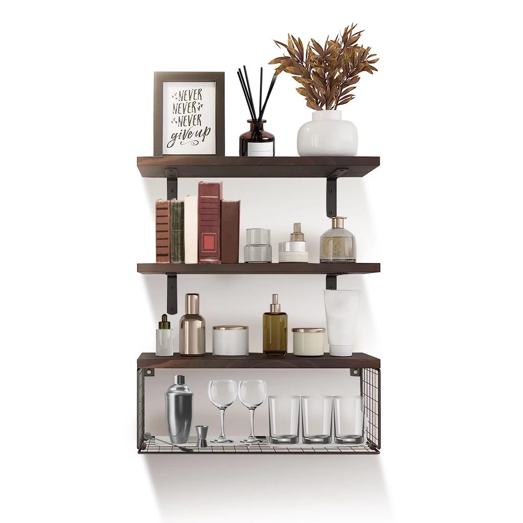 Wall Mount Storage Shelves with Basket E433