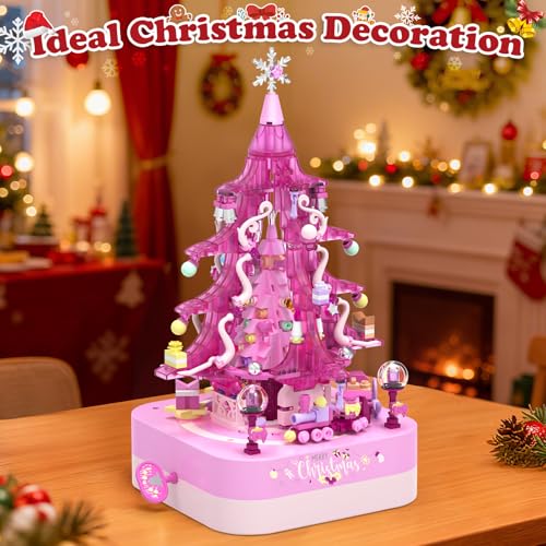 Christmas Tree Building Block Toy Set with Rotating Music Box F655982