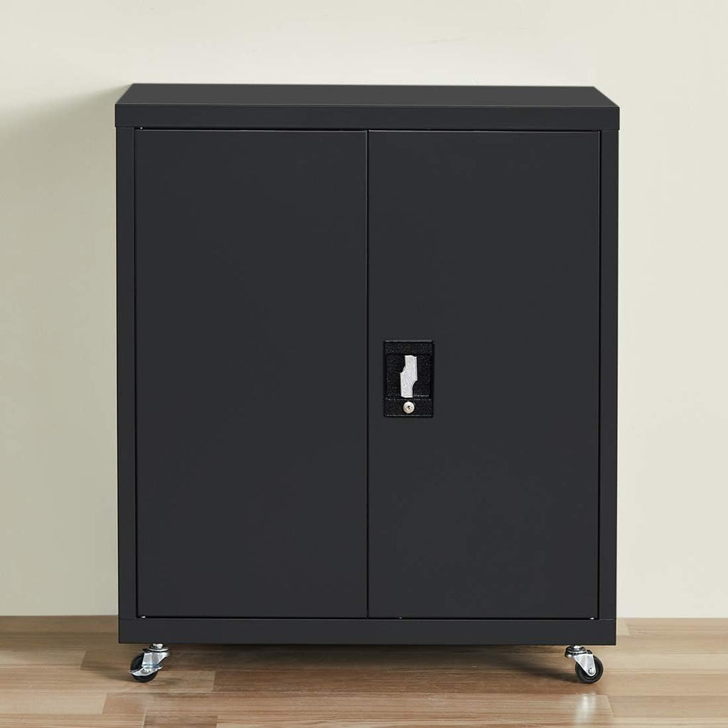 Black Metal Storage Cabinet with Wheels A17020
