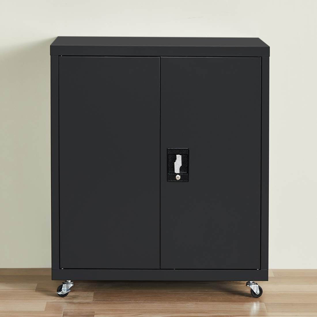 Black Metal Storage Cabinet with Wheels A17020