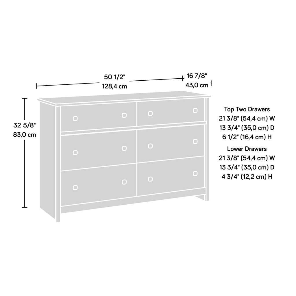 White 6 Drawer Dresser Y90627