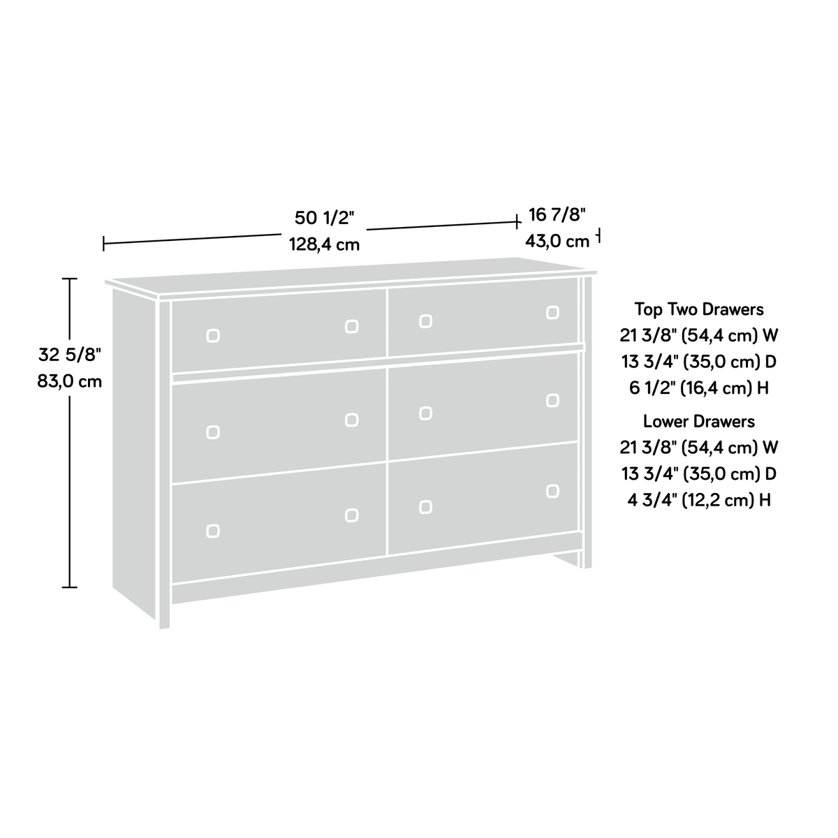 White 6 Drawer Dresser Y90627