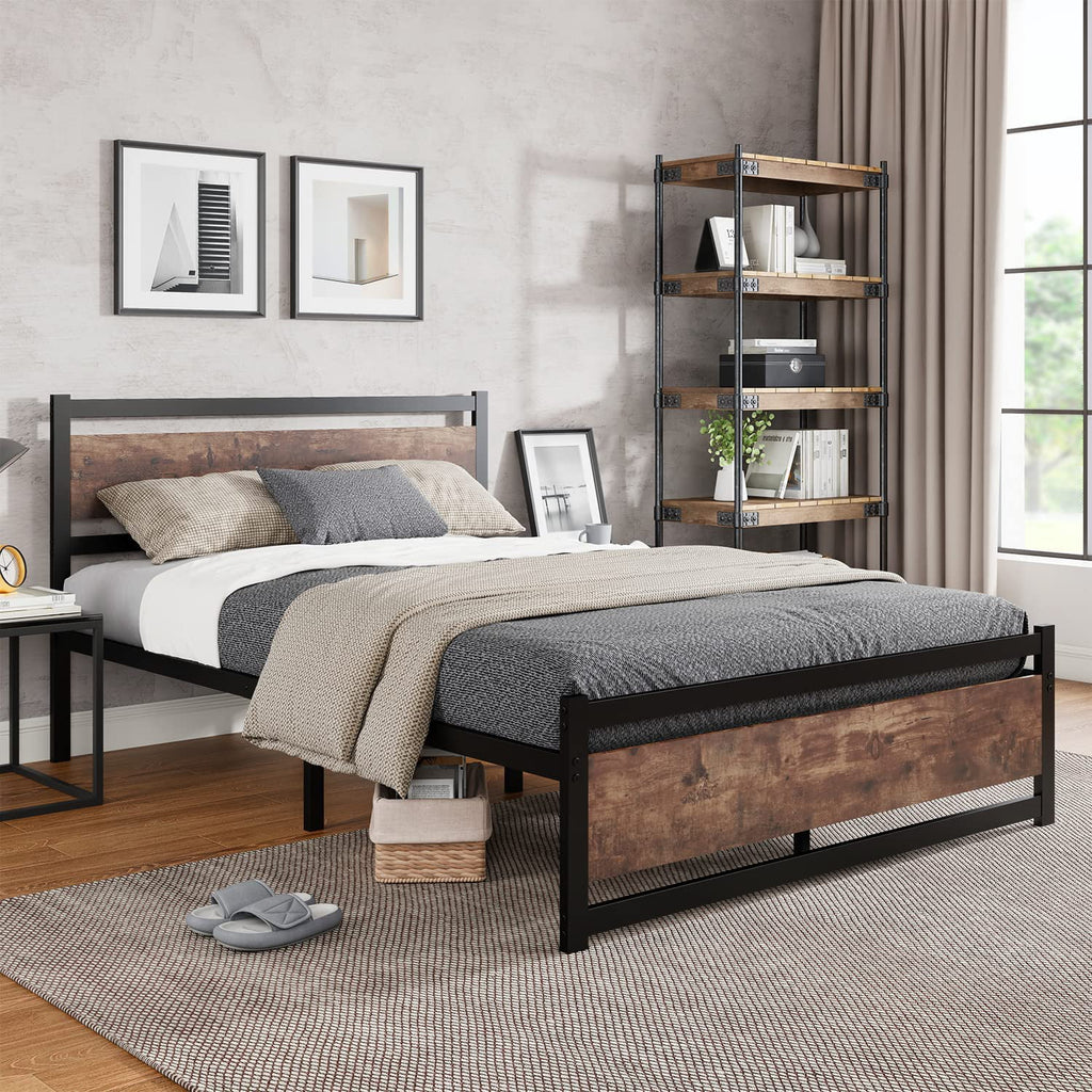 Queen Platform Bed Frame with Wooden Headboard H7169