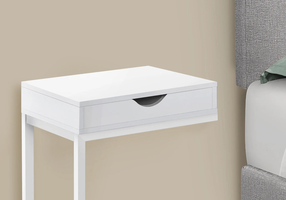 White C-shaped Metal Accent Table M323162