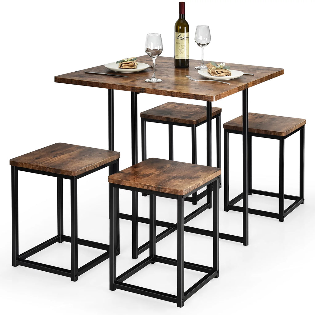5 Pc Dining Table and 4 Stools Metal Frame Y48218