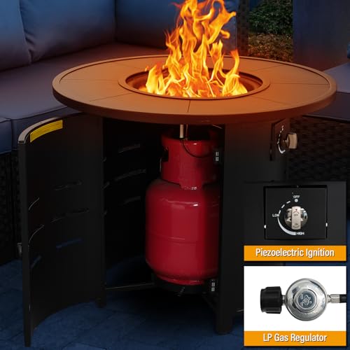 30 Inch Round Steel Gas Fire Pit Table 50000 BTU with Cover F58080