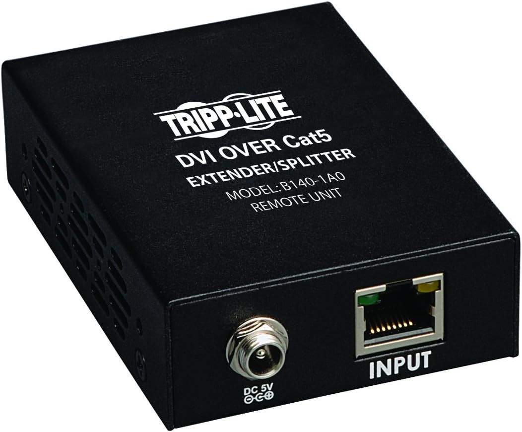 Black DVI over Cat5 / Cat6 Extender Video Receiver 1920x1080 at 60Hz U901