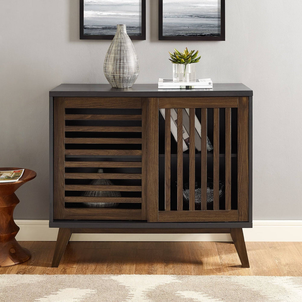 36x22 Two Shelf Laminate and Metal Accent Cabinet White with Rustic Oak B35667