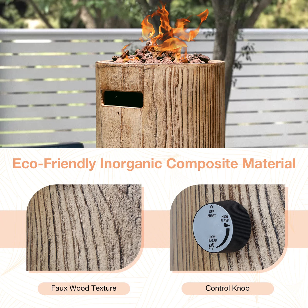 Tabletop Propane Fire Pit 10inch Portable Concrete Gas Fire Bowl D561623